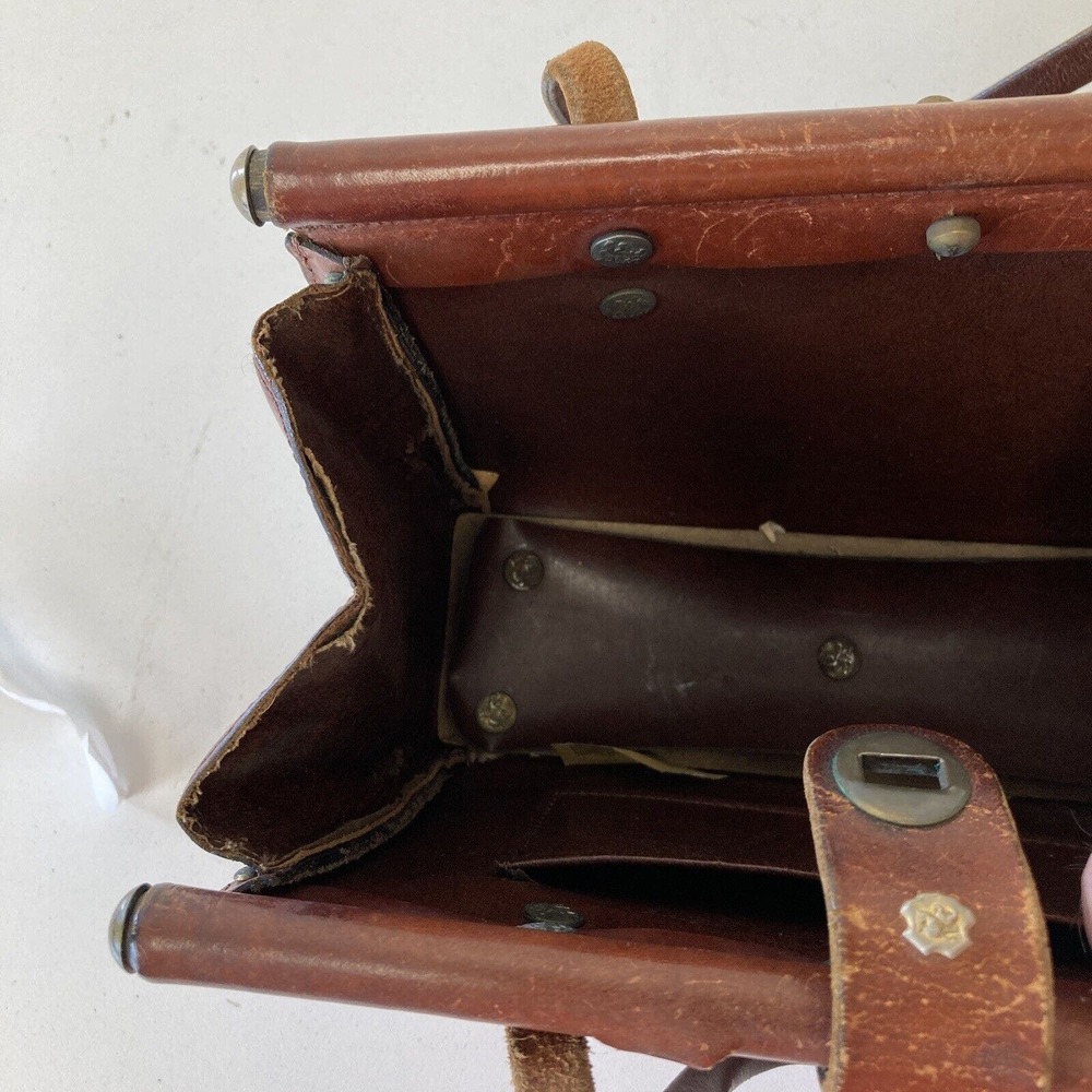 Vintage John Romain Purse Brown Leather Doctors Bag Handbag Look - Picture 8 of 12